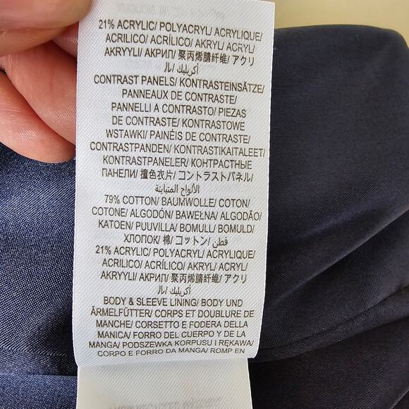 Boden Women's 10 Navy Gingham Cotton Tweed Blazer Raw Edge Fringe NWOT Jacket - Picture 9 of 11